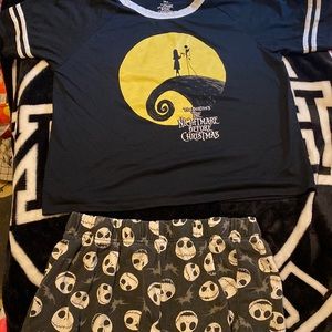 Nightmare Before Christmas pajama shorts outfit.